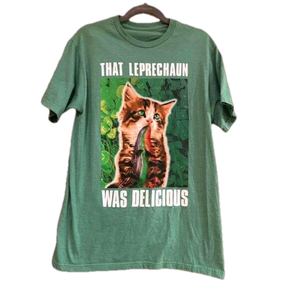 That leprechaun was delicious green cat shirt